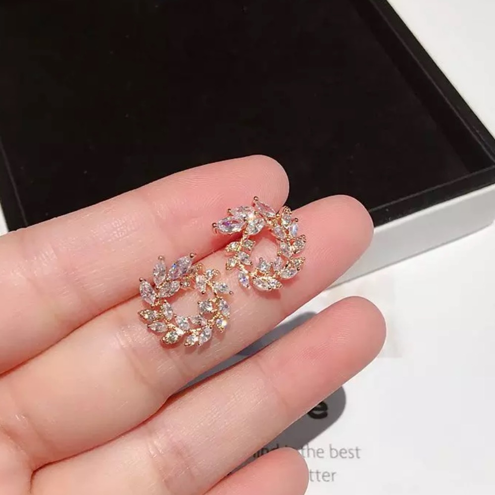 CZ Crystal Rose Gold Studs